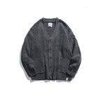 Unisex Oversized Knit Cardigan with Cable Pattern, V-Neck and Patch Pockets Fashion Glam