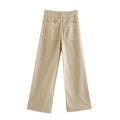 Women's loose high-waist worker pants with patch back pockets Fashion Glam