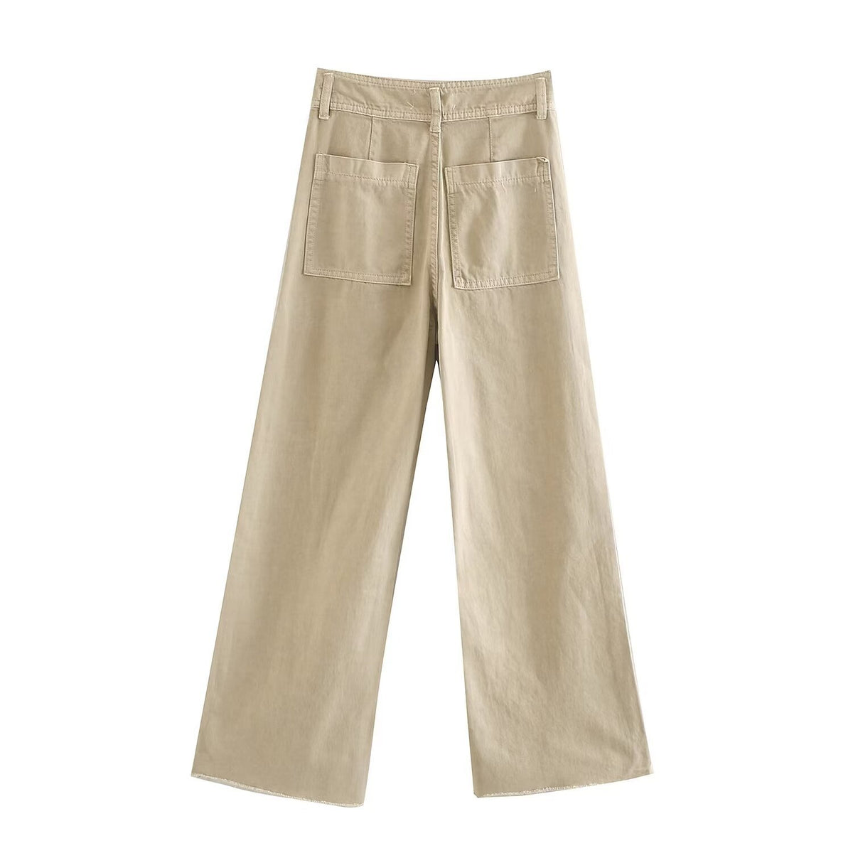 Women's loose high-waist worker pants with patch back pockets Fashion Glam