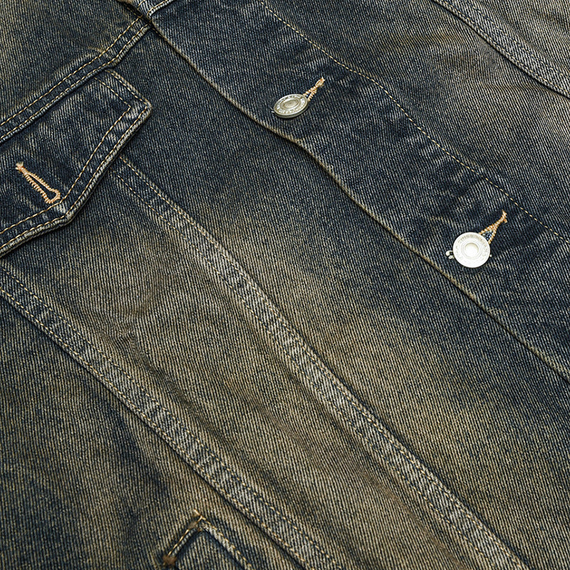 Unisex Oversized Jeans Jacket with Vintage-Washed Effect and Chest Pockets Fashion Glam