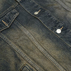 Unisex Oversized Jeans Jacket with Vintage-Washed Effect and Chest Pockets Fashion Glam