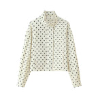 Women's short jacket with stand-up collar, boxy cropped cut and polka dot print Fashion Glam
