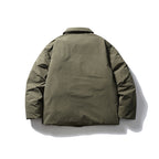 Men's short-cut thermo puffer jacket in boxy cut with shirt collar and concealed snap button placket Fashion Glam