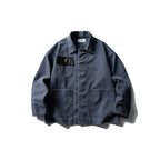 Unisex Boxy-Canvas-Worker-overshirt jacket with leather patch and patch pockets Fashion Glam