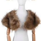 Ladies sleeveless faux fur shoulder stole short with voluminous lapel collar Fashion Glam