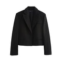 Women's Short Tailored Blazer with Notched Collar and Minimalist Silhouette Fashion Glam