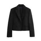 Women's Short Tailored Blazer with Notched Collar and Minimalist Silhouette Fashion Glam