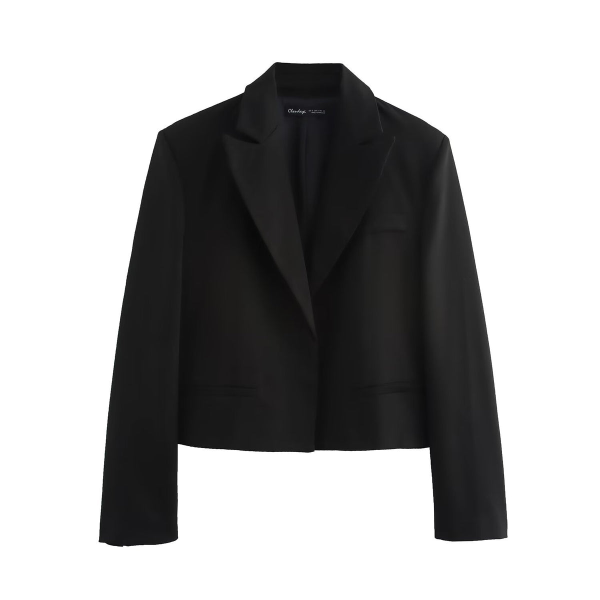 Women's Short Tailored Blazer with Notched Collar and Minimalist Silhouette Fashion Glam