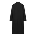 Women's Long Coat with Mandarin Collar, Minimalist Silhouette and Concealed Button Placket Fashion Glam