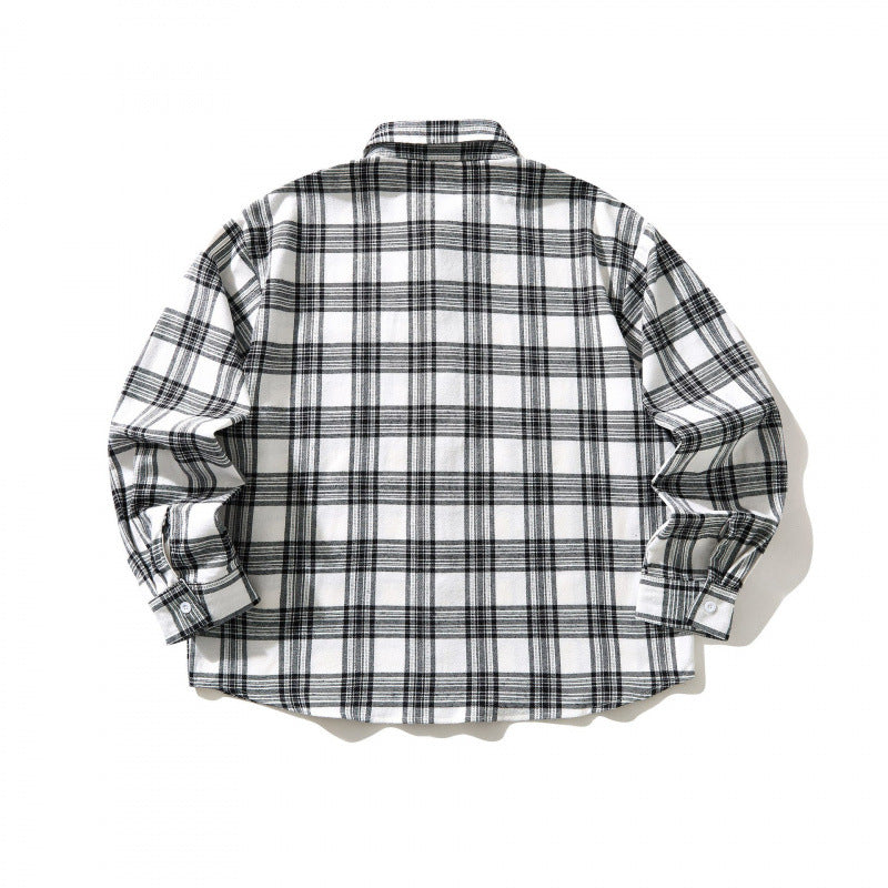 Unisex Oversize checkered flannel overshirt with shirt collar and chest pocket Fashion Glam
