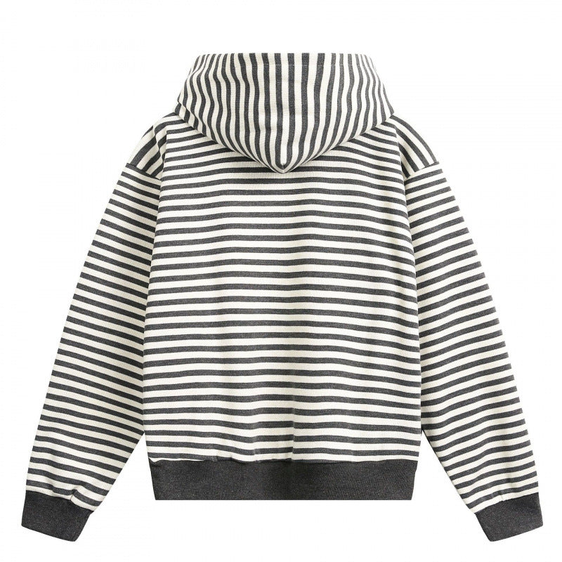 Unisex Striped Oversize Hoodie made of Cotton Blend with Ribbed Cuffs Fashion Glam