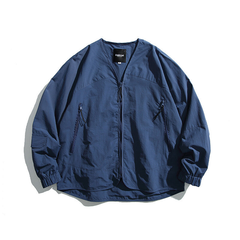 Unisex Light Oversize Over-shirt Jacket made of technical Nylon mix with V-neck and zippered pockets Fashion Glam