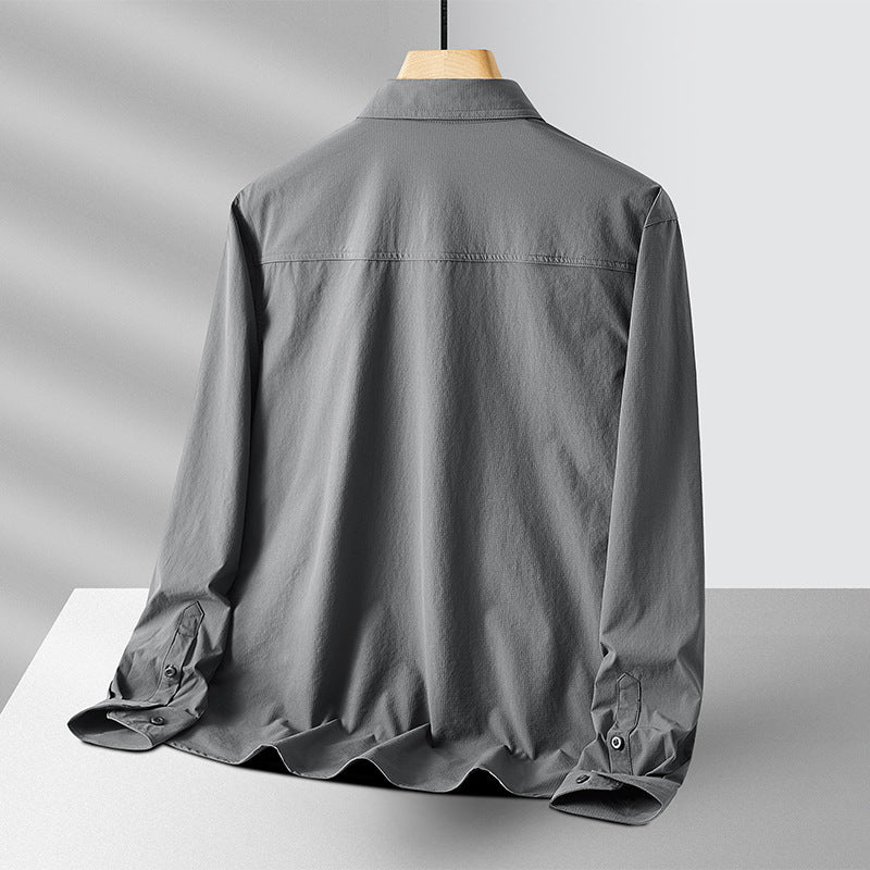 Men's Lightweight Utility Overshirt made of Cotton Blend with Chest Pockets and Relaxed Fit Fashion Glam