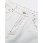 Women's Wide High-Waist Culotte Jeans with Visible Contrast Seams Fashion Glam