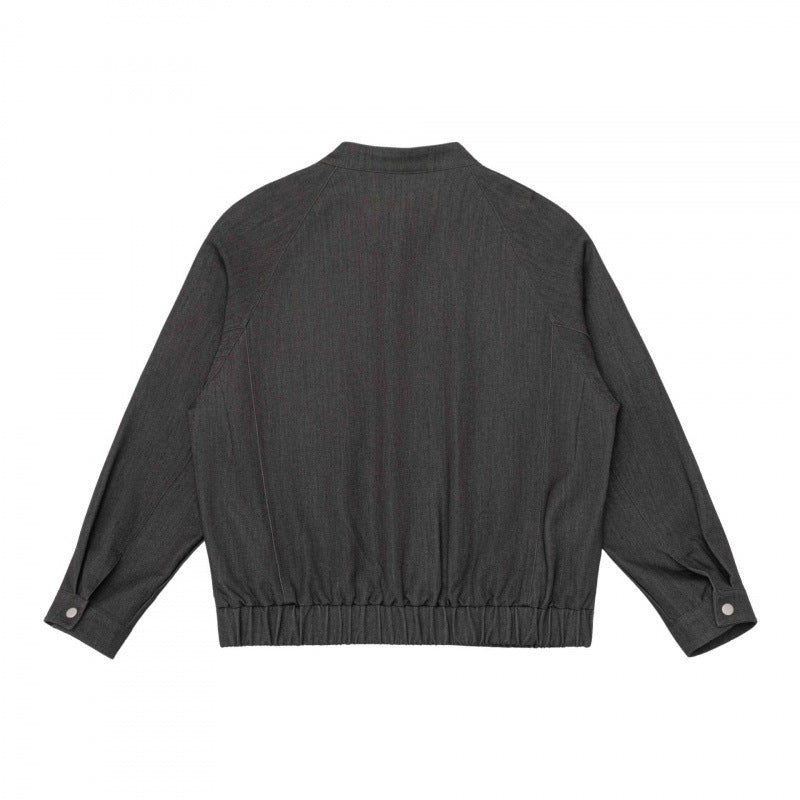 Unisex short jacket in overshirt style with standing collar, zipper, and elastic hem Fashion Glam