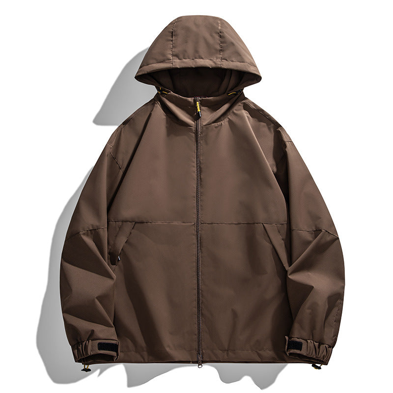 Men's Lightweight Urban Softshell Hooded Jacket with Minimalist Seam Design and Concealed Zipper Fashion Glam