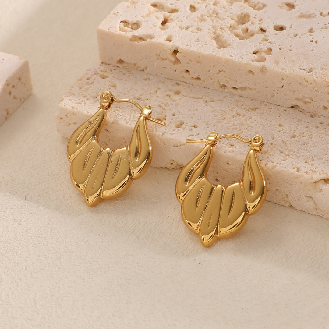 Women's Hanging Earrings with Integrated, Textured Design Fashion Glam