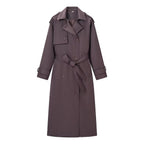 Women Longer classic trench coat with button placket, tie belt and epaulettes Fashion Glam