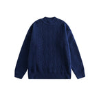 Unisex Oversize Knit Sweater with Asymmetrical Cable Pattern and Round Neckline Fashion Glam