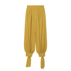 Women’s harem pants with high waistband, pleated folds and knotted cuffs Fashion Glam