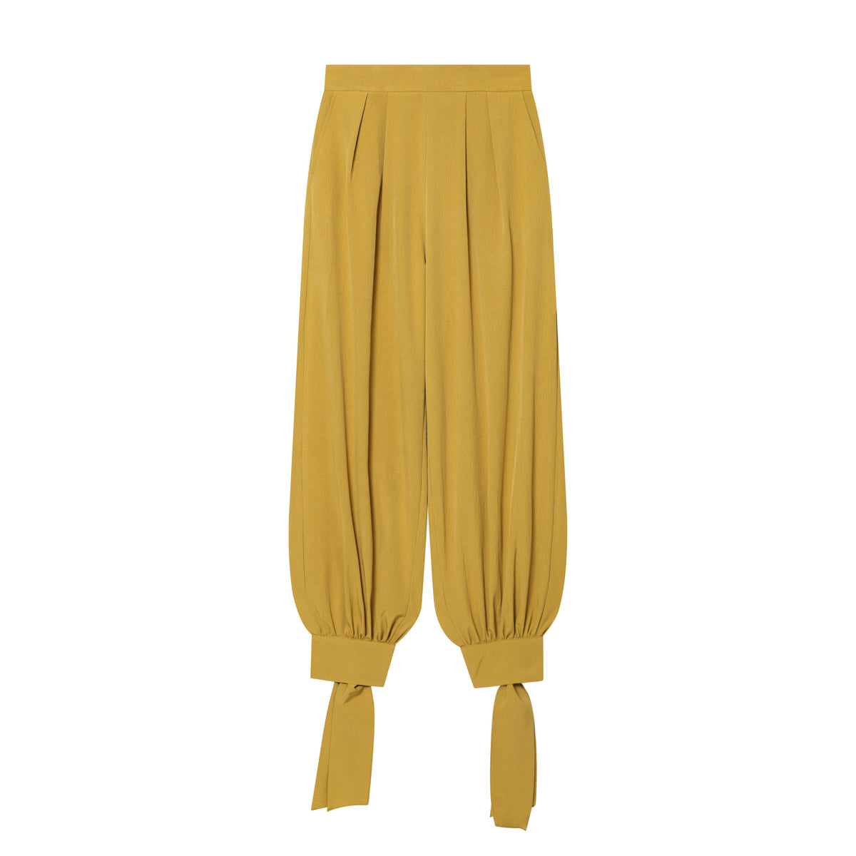 Women’s harem pants with high waistband, pleated folds and knotted cuffs Fashion Glam