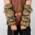Unisex Medieval Arm Warmers made of Faux Fur with Adjustable Leather Straps Fashion Glam