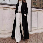 Women classic maxi coat with elegant pleats and pockets Fashion Glam