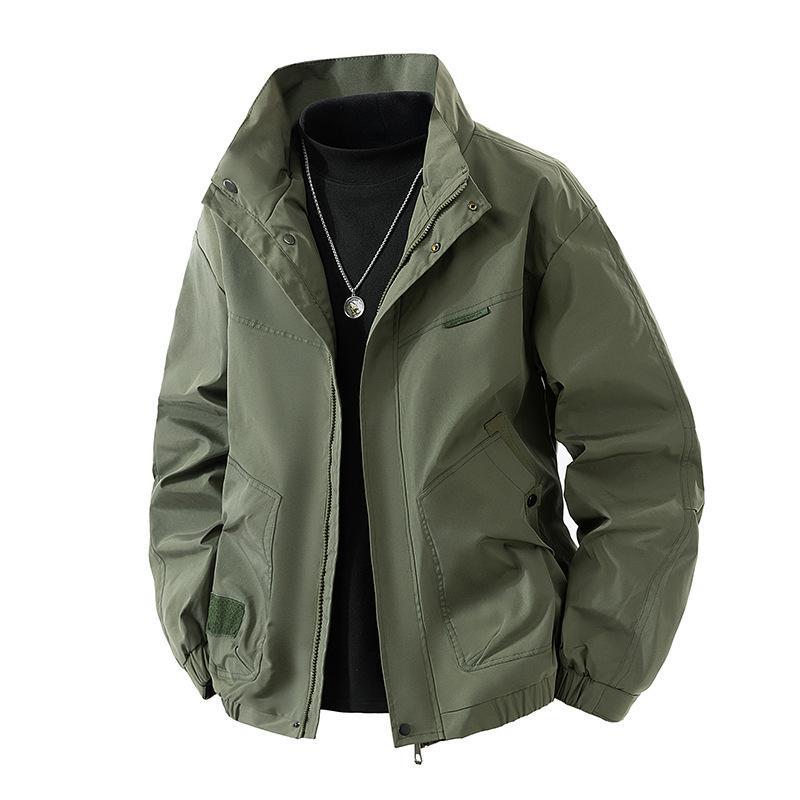 Men's Lightweight Technical Leisure Jacket with Stand-Up Collar, Concealed Zipper and Elastic Hem Fashion Glam