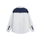 Unisex Oversize-Longsleeve shirt with fine pinstripes and contrasting shoulder piping Fashion Glam