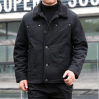 Men's short jacket with teddy lining and lapel collar, windproof transitional jacket Fashion Glam