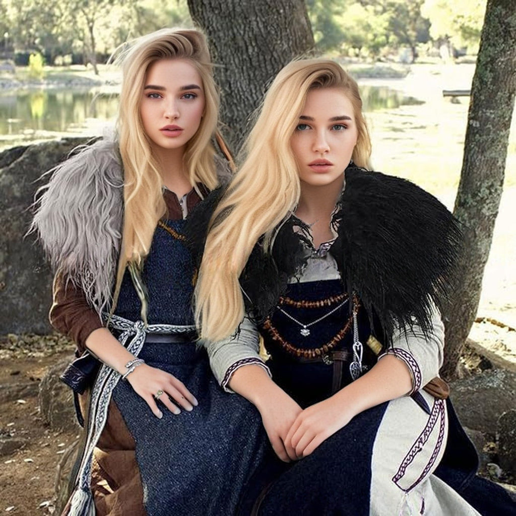 Ladies feather-trimmed shoulder stole in capelet style with soft faux fur collar Fashion Glam