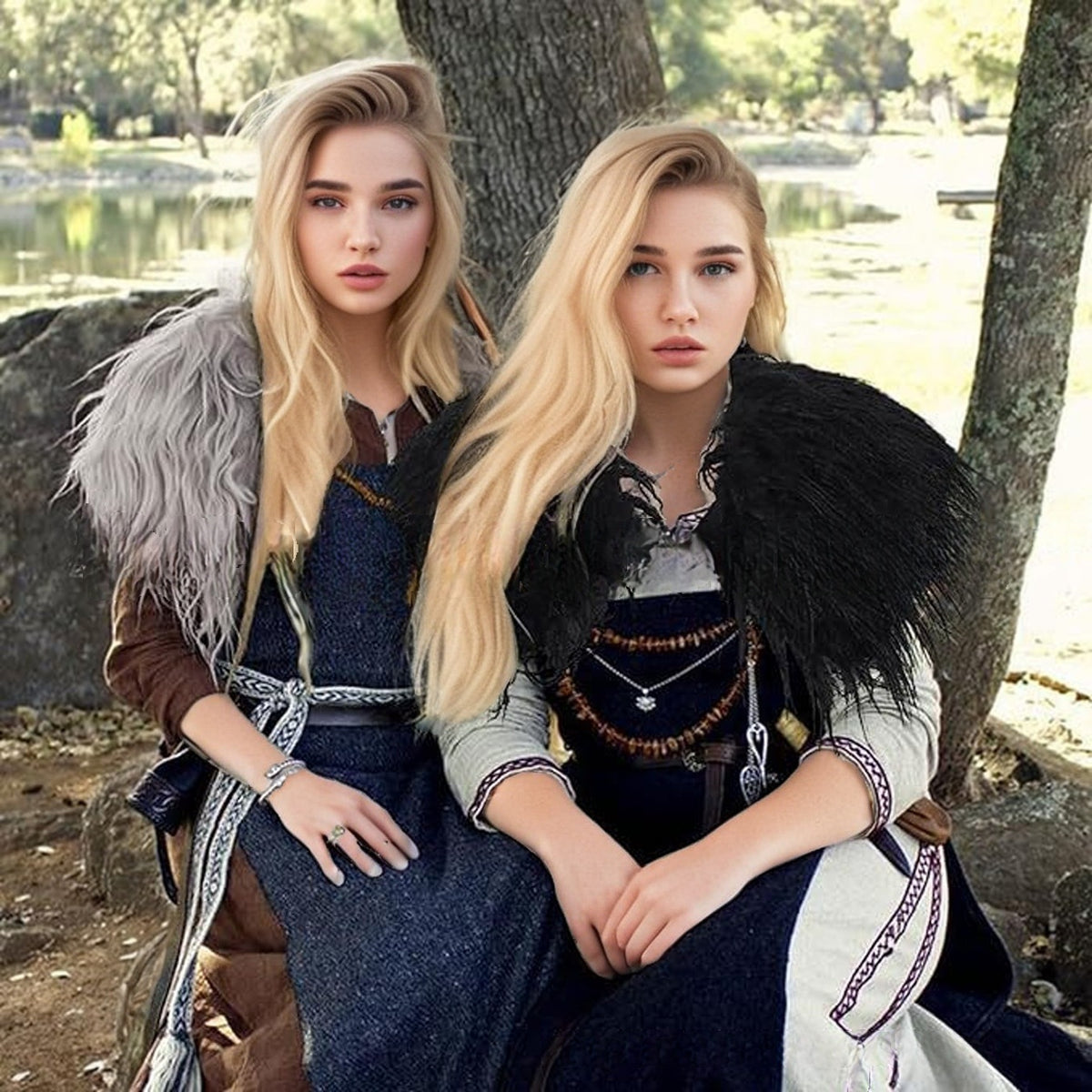 Ladies feather-trimmed shoulder stole in capelet style with soft faux fur collar Fashion Glam