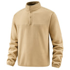 Men's Casual Thermal Fleece Sweater with Button Placket and Elastic Cuffs Fashion Glam