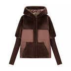 Women's short quilted jacket in cocoon cut with voluminous faux fur trim and hood Fashion Glam