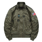 Men's Flight Bomber Jacket with Utility Pockets, Arm Pocket and Ribbed Hem Fashion Glam