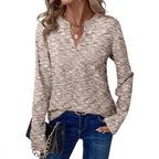 Ladies fine knit pullover with V-slit and casual silhouette Fashion Glam