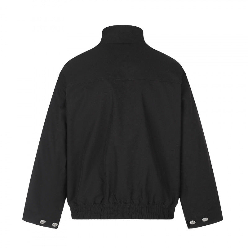 Unisex short jacket in boxy cut with stand-up collar, patch pockets, and elastic hem Fashion Glam