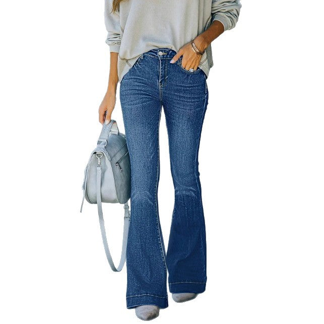 Women's vintage-inspired high-waisted flared jeans with sculpting seam details Fashion Glam