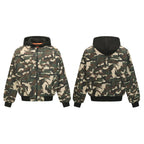 Unisex short-cut camouflage hoodie bomber jacket with padded lining and elastic cuffs Fashion Glam