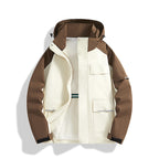 Men's three-layer trekking jacket with welded seams, hood, and multifunction pockets Fashion Glam