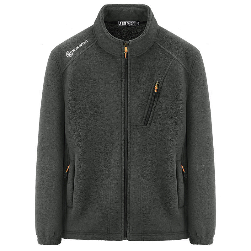 Men's thermal fleece jacket with Sherpa lining, stand-up collar and zippered pockets Fashion Glam