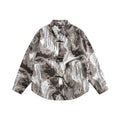 Unisex Boxy Overshirt Jacket with Marble Print and Traditional Toggle Closure Look Fashion Glam