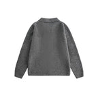 Unisex Boxy Knit Cardigan with Shirt Collar and Continuous Button Placket Fashion Glam