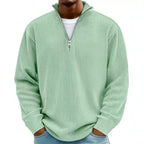 Men's ribbed knit pullover with half-zip and stand-up collar Fashion Glam