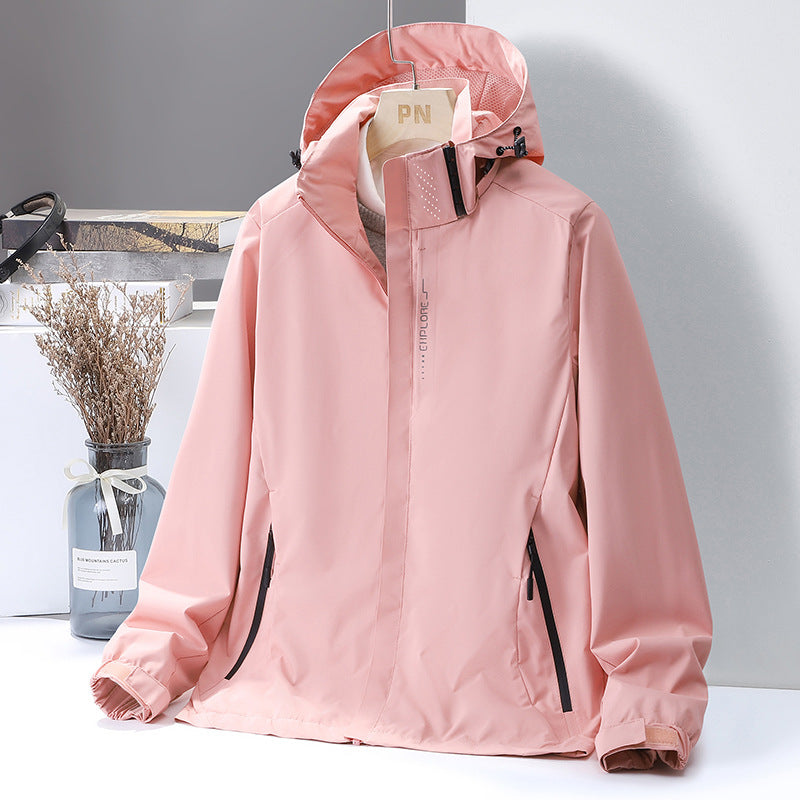 Men's lightweight water-repellent hooded shell jacket with windproof membrane and concealed zipper Fashion Glam