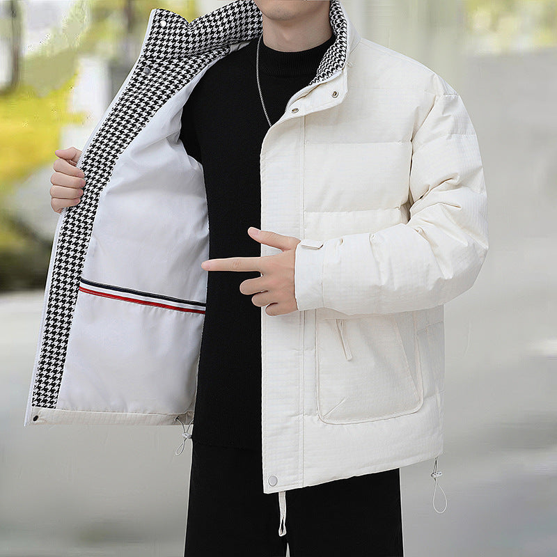 Men's quilted jacket with houndstooth lining and adjustable hem Fashion Glam