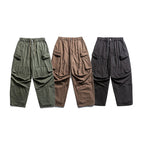 Men's Baggy Cargo Pants with Elastic Waistband, Drawstring, and Reinforced Knee Areas Fashion Glam