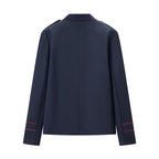 Women’s military-inspired parade jacket with stand-up collar and decorative button placket Fashion Glam