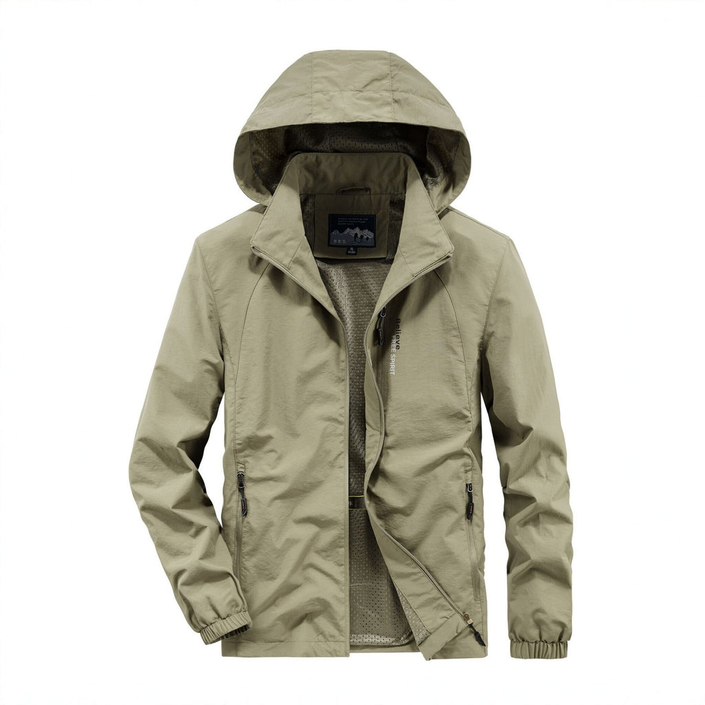 Men's Ultralight Breathable Hooded Jacket with Perforated Mesh Lining and Zipper Pockets Fashion Glam