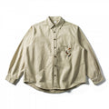 Unisex Oversize Shirt Jacket made of Canvas Cotton Blend with Chest Pocket and Decorative Embroidery Fashion Glam